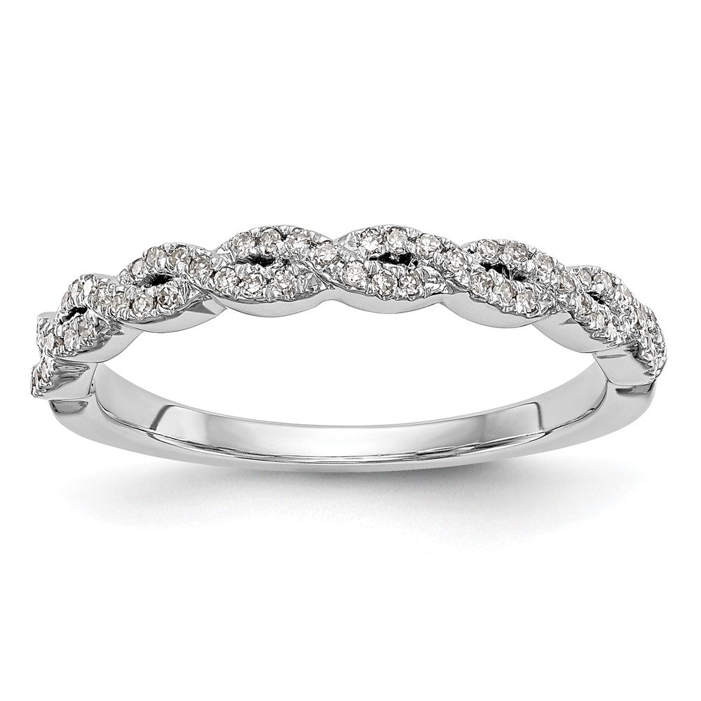 14K White Gold Twist Design 1/6 carat Complete Diamond Band