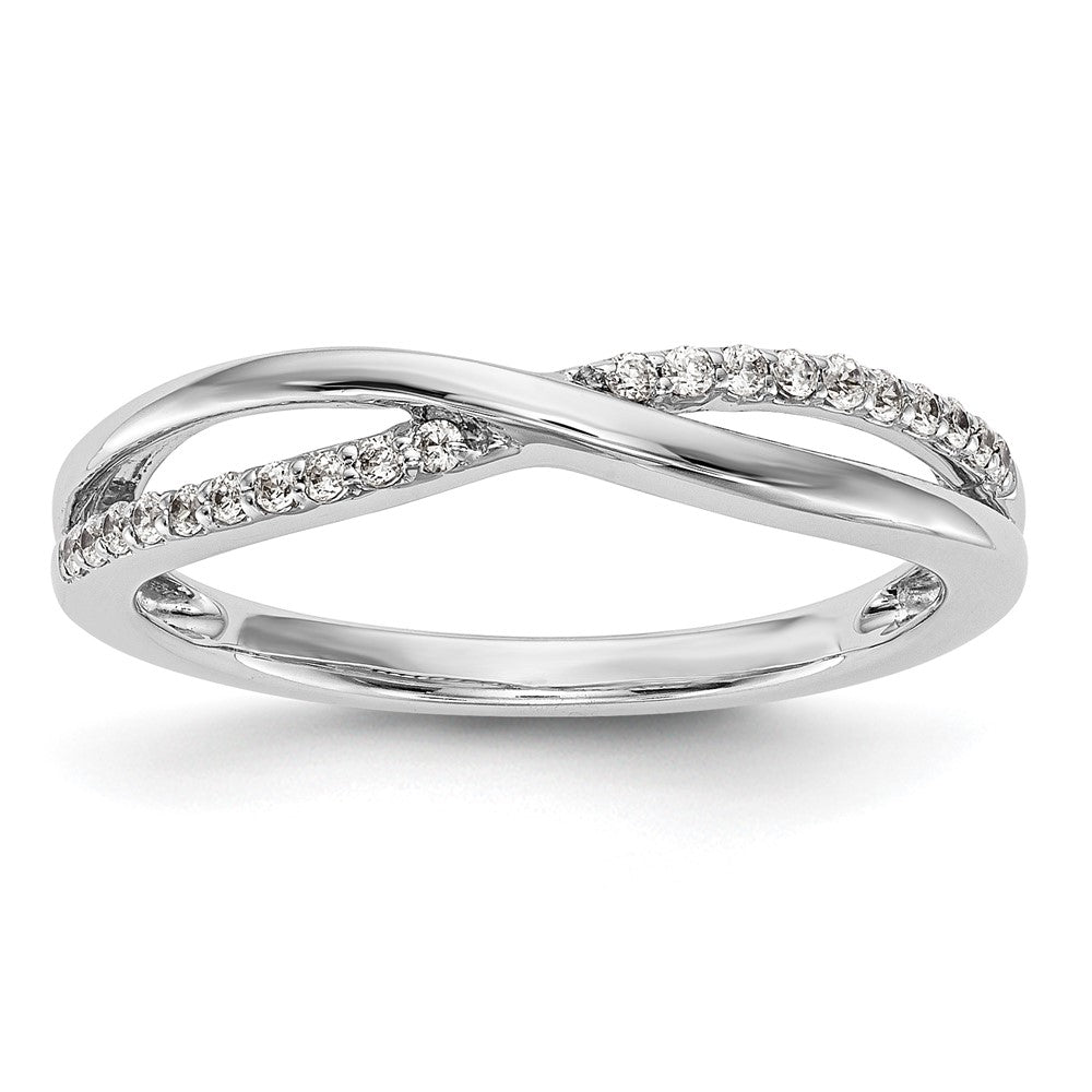 14K White Gold Twist Design 1/10 carat Complete Diamond Band