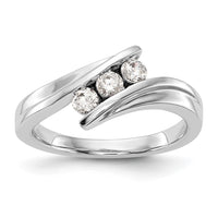 Load image into Gallery viewer, 14K White Gold 3-Stone Bypass 1/3 carat Complete Diamond Ring
