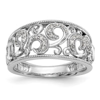 Load image into Gallery viewer, 14K White Gold Swirled 1/6 carat Complete Diamond Band
