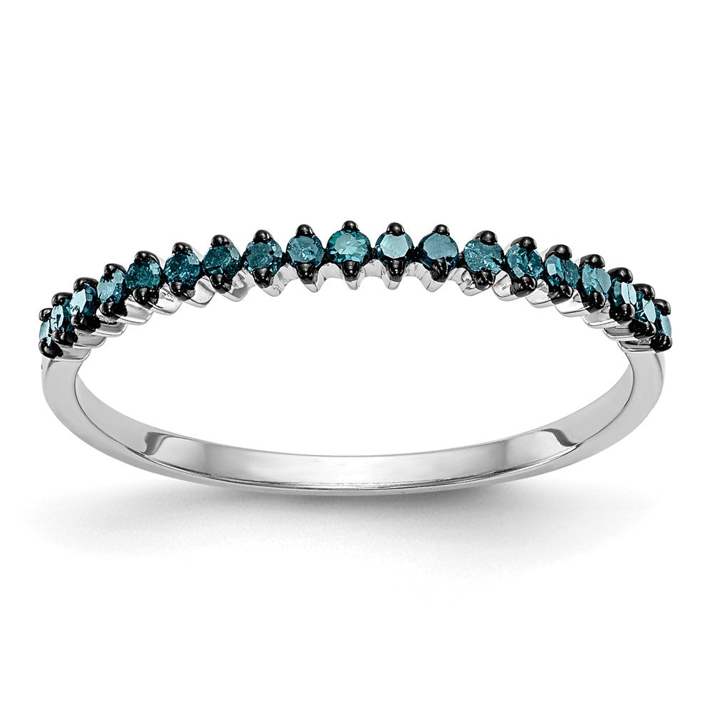 14K White Gold 1/6 carat Blue Diamond Complete Band
