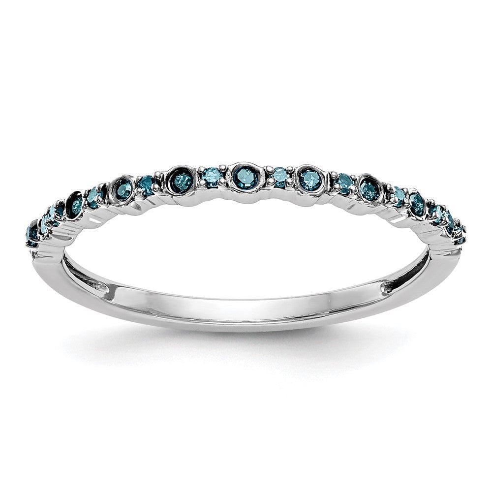 14K White Gold 1/10 carat Blue Diamond Complete Band