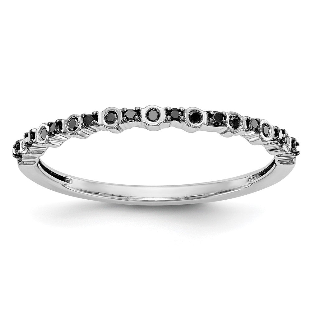 14K White Gold 1/10 carat Black Diamond Complete Band