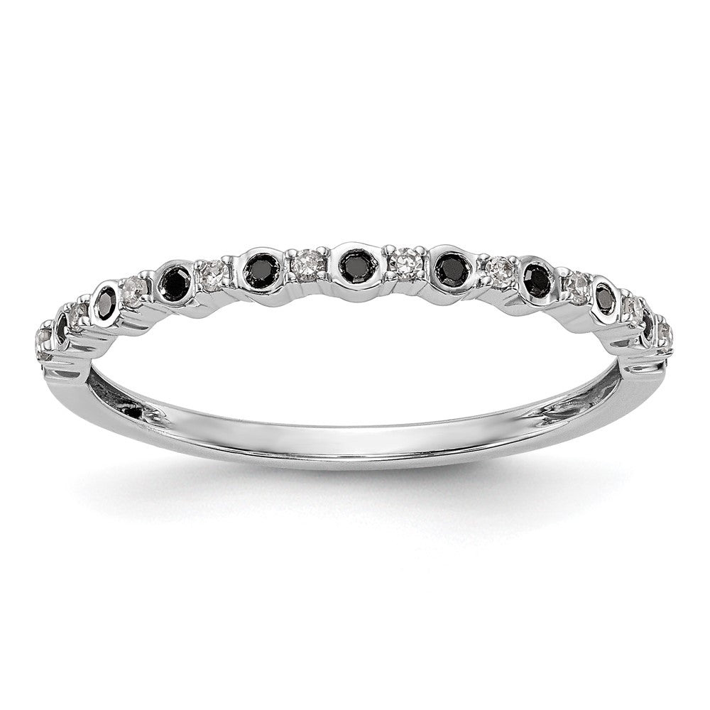14K White Gold 1/10 carat Black and White Diamond Complete Band