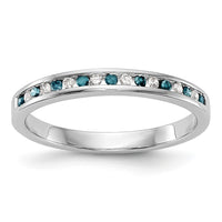 Load image into Gallery viewer, 14K White Gold 1/6 carat Blue and White Diamond Complete Channel Band
