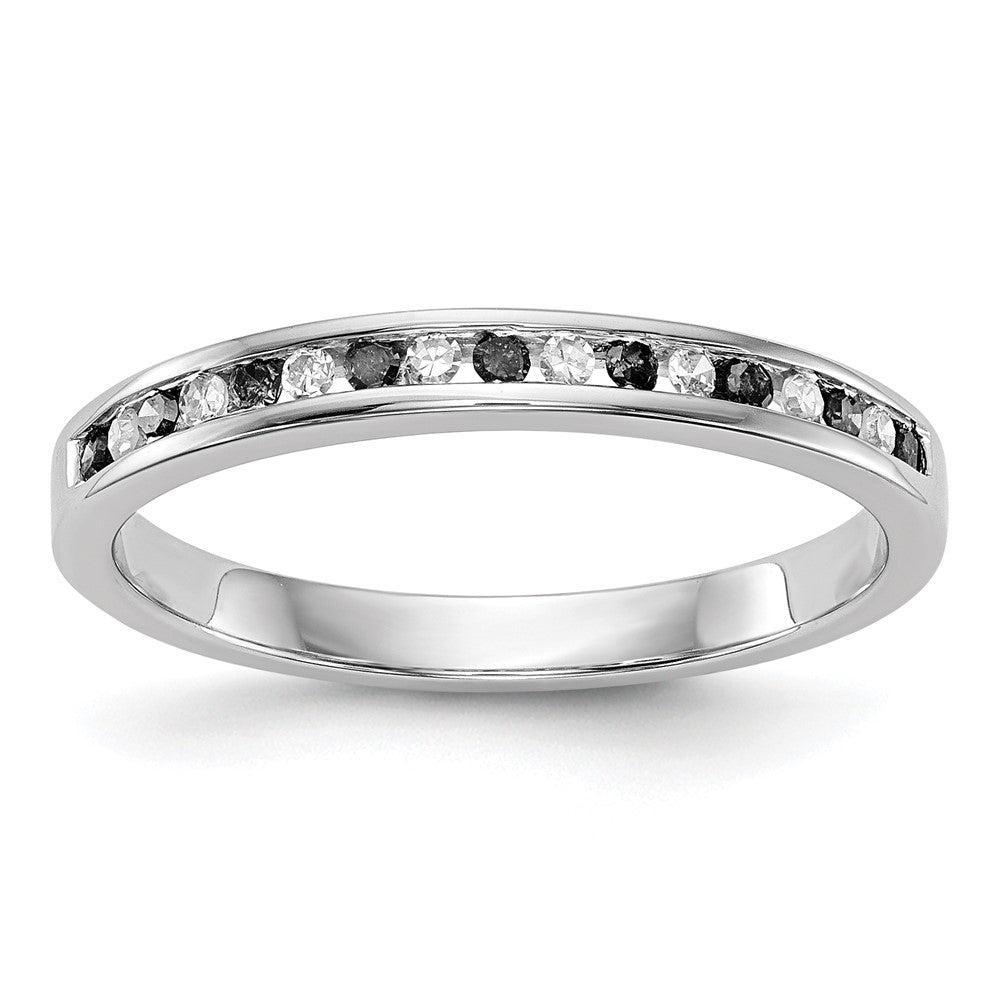 14K White Gold 1/6 carat Black and White Diamond Complete Channel Band
