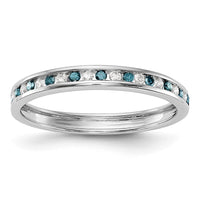 Load image into Gallery viewer, 14K White Gold 1/4 carat Blue and White Diamond Complete Channel Band
