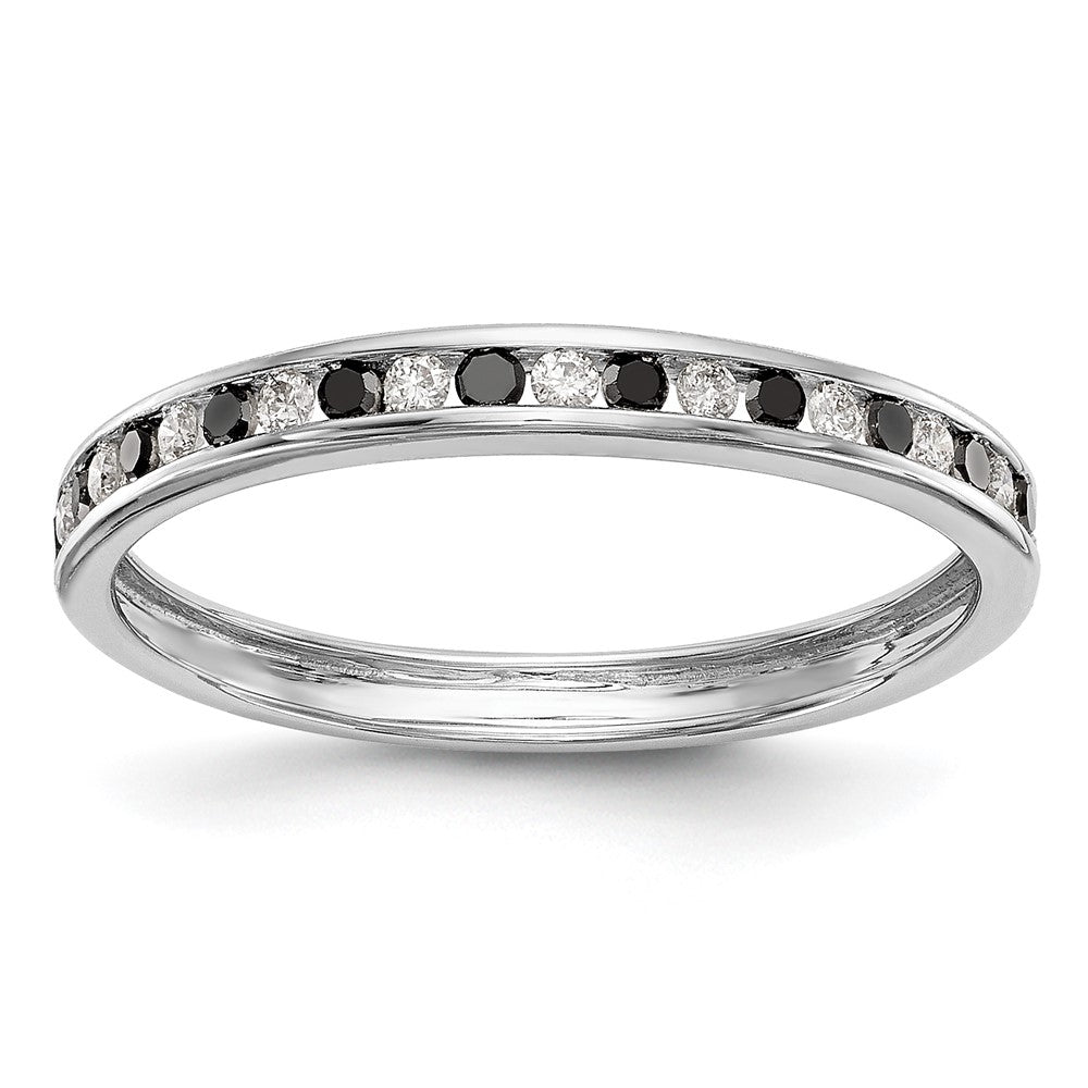 14K White Gold 1/4 carat Black and White Diamond Complete Channel Band