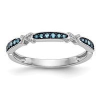 Load image into Gallery viewer, 14k White Gold X-Design 1/10 carat Blue Diamond Complete Band
