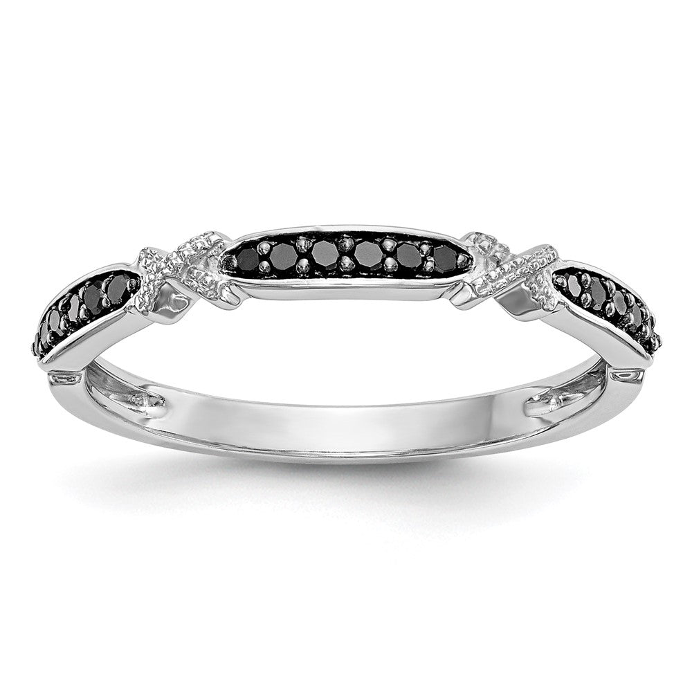 14k White Gold X-Design 1/10 carat Black Diamond Complete Band