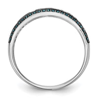 Load image into Gallery viewer, 14k White Gold 3/4 carat Blue and White Diamond Complete Channel Band
