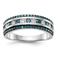 Load image into Gallery viewer, 14k White Gold 3/4 carat Blue and White Diamond Complete Channel Band
