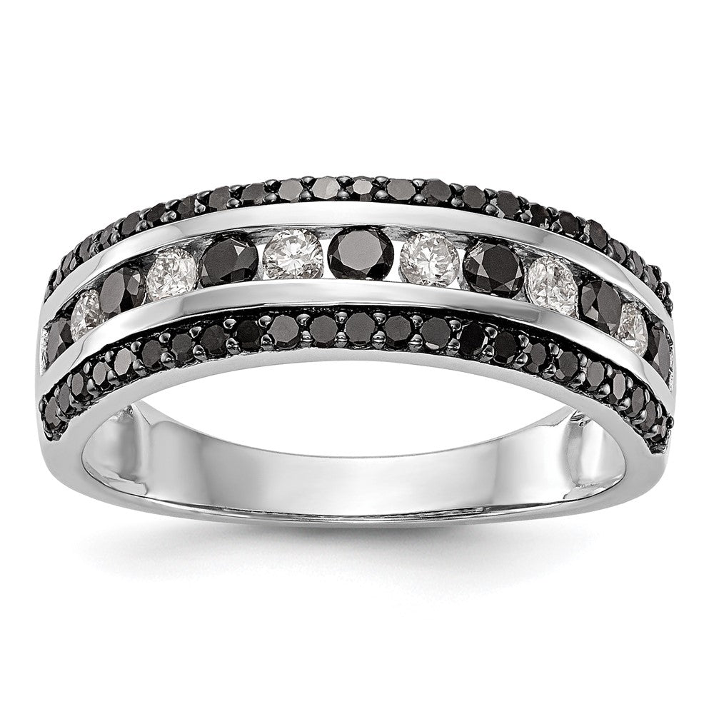 14k White Gold 3/4 carat Black and White Diamond Complete Channel Band