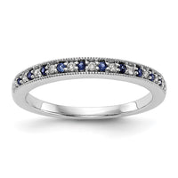 Load image into Gallery viewer, 14k White Gold 1/10 carat Diamond and Blue Sapphire Complete Band
