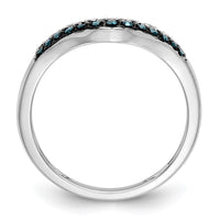 Load image into Gallery viewer, 14k White Gold 1/5 carat Blue and White Diamond Contoured Complete Band
