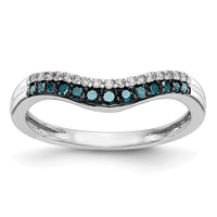 Load image into Gallery viewer, 14k White Gold 1/5 carat Blue and White Diamond Contoured Complete Band
