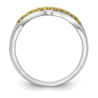 Load image into Gallery viewer, 14k White Gold 1/5 carat Yellow and White Diamond Contoured Complete Band
