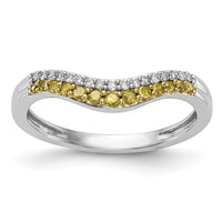 Load image into Gallery viewer, 14k White Gold 1/5 carat Yellow and White Diamond Contoured Complete Band
