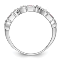 Load image into Gallery viewer, 14k White Gold Heart Design 1/10 carat Diamond and Pink Sapphire Complete Band

