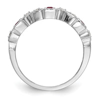 Load image into Gallery viewer, 14k White Gold Heart Design 1/10 carat Diamond and Ruby Complete Band
