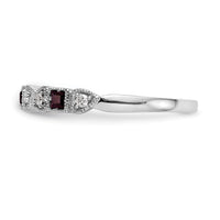 Load image into Gallery viewer, 14k White Gold Heart Design 1/10 carat Diamond and Ruby Complete Band
