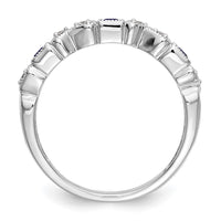 Load image into Gallery viewer, 14k White Gold Heart Design 1/10 carat Diamond and Blue Sapphire Complete Band
