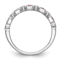 Load image into Gallery viewer, 14k White Gold 1/10 carat Diamond and Ruby Complete Band
