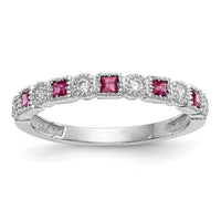 Load image into Gallery viewer, 14k White Gold 1/10 carat Diamond and Ruby Complete Band
