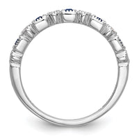 Load image into Gallery viewer, 14k White Gold 1/10 carat Diamond and Blue Sapphire Complete Band
