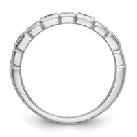 Load image into Gallery viewer, 14k White Gold 1/10 carat Diamond and Pink Sapphire Complete Band
