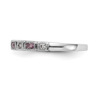 Load image into Gallery viewer, 14k White Gold 1/10 carat Diamond and Pink Sapphire Complete Band
