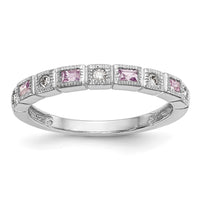Load image into Gallery viewer, 14k White Gold 1/10 carat Diamond and Pink Sapphire Complete Band
