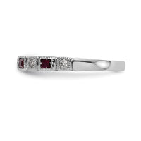 Load image into Gallery viewer, 14k White Gold 1/10 carat Diamond and Ruby Complete Band
