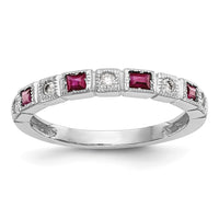 Load image into Gallery viewer, 14k White Gold 1/10 carat Diamond and Ruby Complete Band
