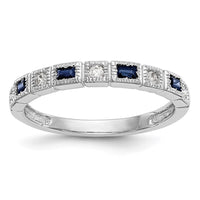 Load image into Gallery viewer, 14k White Gold 1/10 carat Diamond and Blue Sapphire Complete Band
