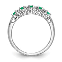 Load image into Gallery viewer, 14k White Gold .01 carat Diamond and Emerald Complete Band
