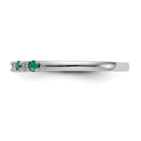 Load image into Gallery viewer, 14k White Gold .01 carat Diamond and Emerald Complete Band
