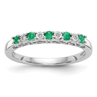 Load image into Gallery viewer, 14k White Gold .01 carat Diamond and Emerald Complete Band
