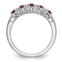 Load image into Gallery viewer, 14k White Gold .01 carat Diamond and Ruby Complete Band
