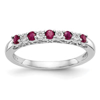Load image into Gallery viewer, 14k White Gold .01 carat Diamond and Ruby Complete Band
