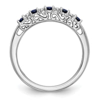 Load image into Gallery viewer, 14k White Gold .01 carat Diamond and Blue Sapphire Complete Band
