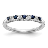 Load image into Gallery viewer, 14k White Gold .01 carat Diamond and Blue Sapphire Complete Band
