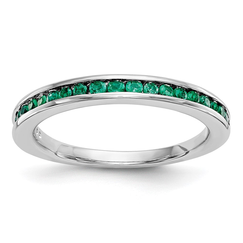 14k White Gold Emerald Complete Channel Band