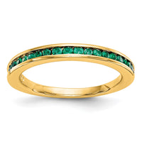 Load image into Gallery viewer, 14k Yellow Gold Emerald Complete Channel Band
