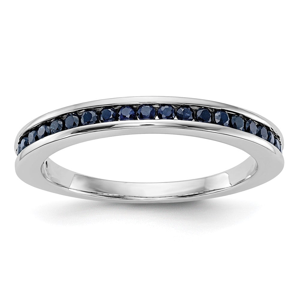 14k White Gold Blue Sapphire Complete Channel Band