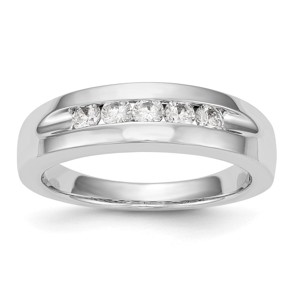 14K White Gold 5-Stone 1/2 carat Diamond Complete Men's Channel Band