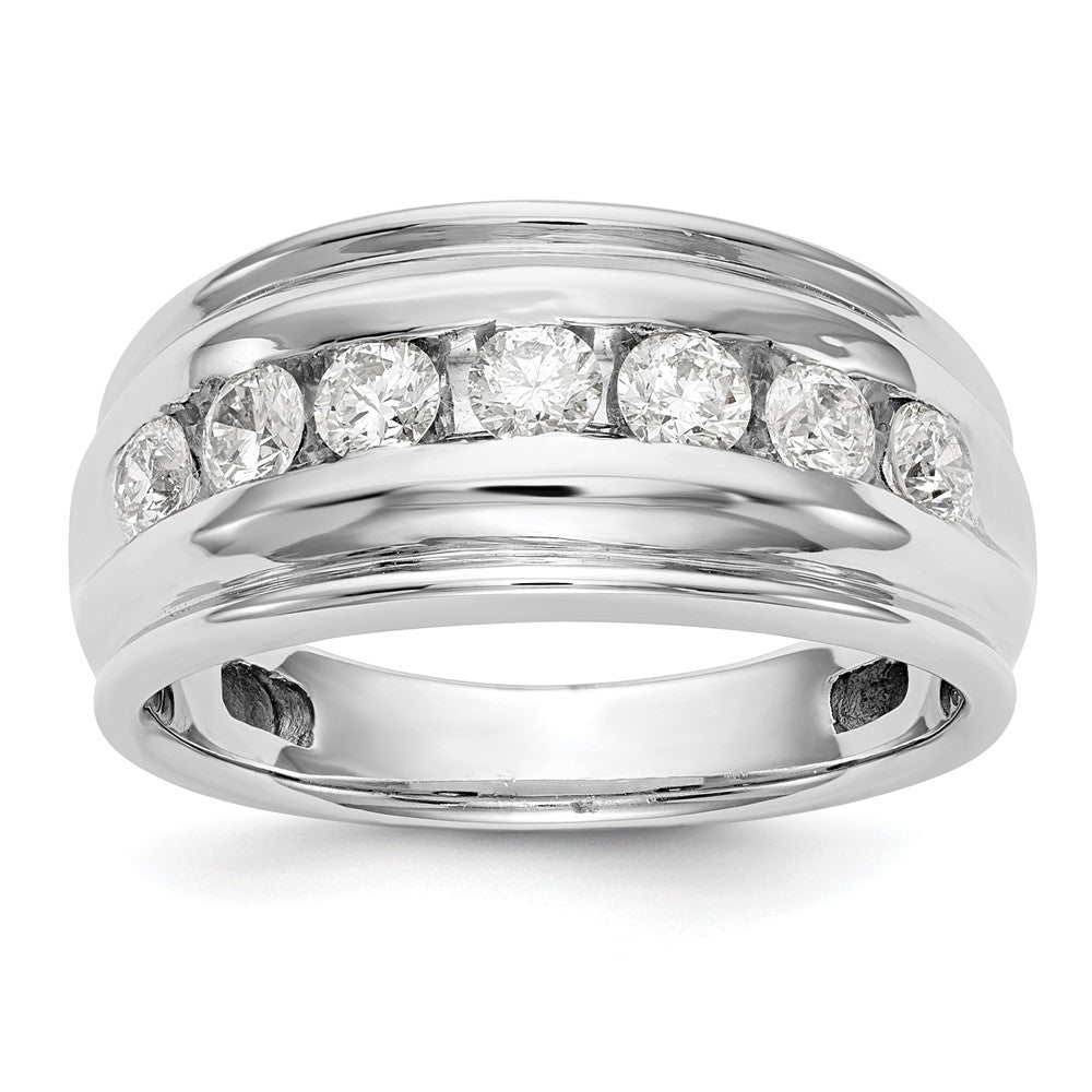14K White Gold 7-Stone 1 carat Diamond Complete Men's Channel Band