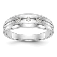 Load image into Gallery viewer, 14K White Gold 3-Stone 1/6 carat Diamond Complete Men&#39;s Band
