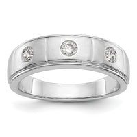 Load image into Gallery viewer, 14K White Gold 3-Stone Bezel 1/3 carat Diamond Complete Men&#39;s Band
