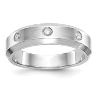 Load image into Gallery viewer, 14K White Gold 3-Stone Bezel 1/6 carat Diamond Complete Men&#39;s Band
